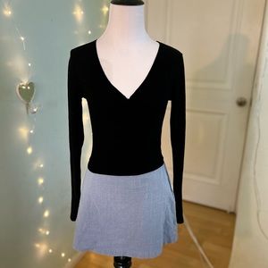 Wild Fable Black Waffle Knit Long Sleeve V Neck Tee